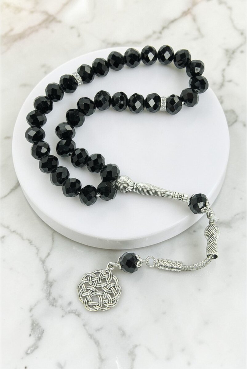 33 lü Kristal Tesbih – Faset Kesim Parlak Taşlı Şık Tasarım - 10 mm - Siyah - 1