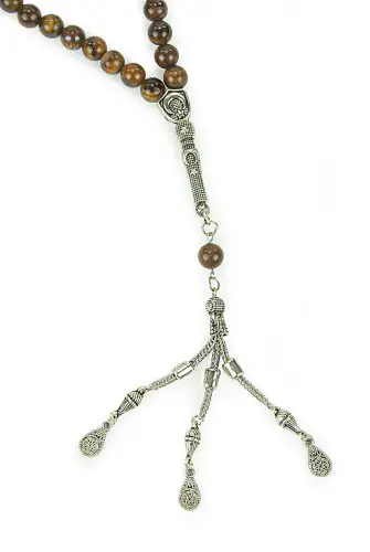 33lü Kahverengi Doğal Kaplan Gözü Taşı Tesbih - ihvanonline (1)