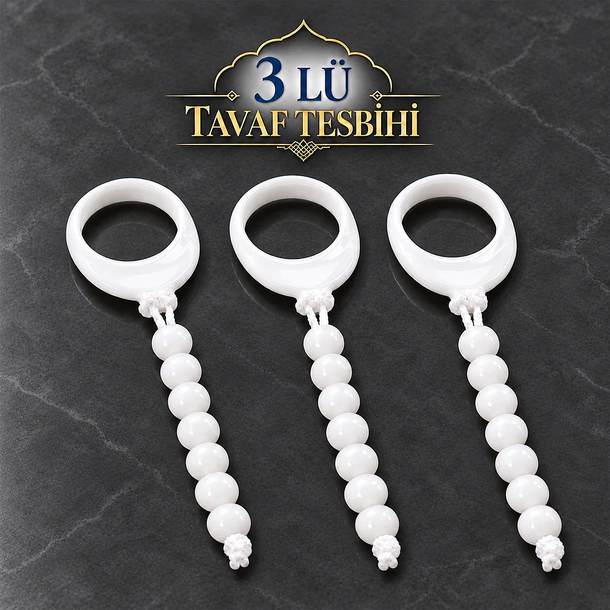 3 lü Hac ve Umre Say Tavaf Tesbihi Beyaz - 1