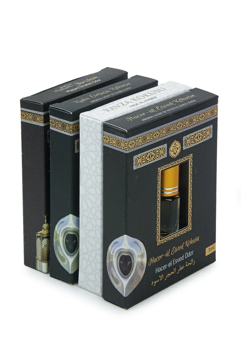 Hac ve Umre Kokuları 4 lü Set: Makam-ı İbrahim, Hacer-ül Esved, Kabe Örtüsü ve Ravza Kokusu ve Esansı - 3