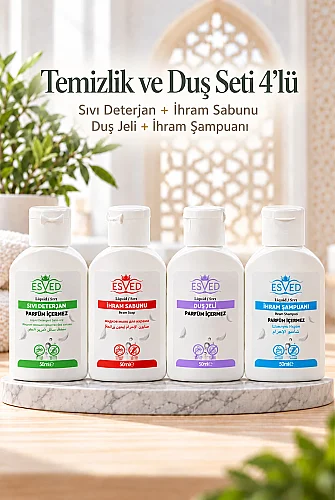 4'lü Parfümsüz Hac ve Umre Temizlik ve Duş Seti - İhrama Uygun 