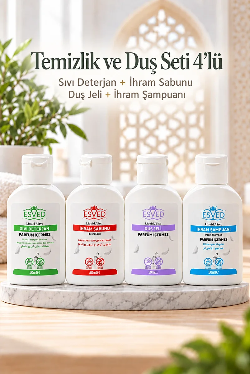 4'lü Parfümsüz Hac ve Umre Temizlik ve Duş Seti - İhrama Uygun - 1