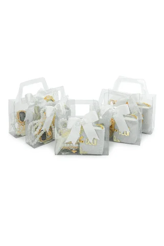 5 Adet Çantalı Mevlüt Hediyelik - Zikirmatik Tesbih Mini Kuranı Kerim Seti - Beyaz - 3