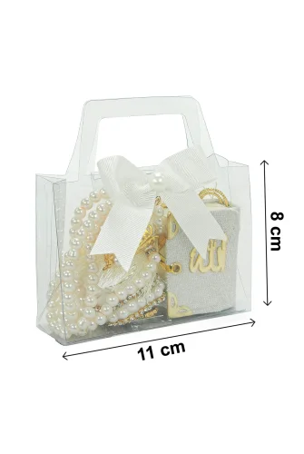 5 Adet Çantalı Mevlüt Hediyelik - Zikirmatik Tesbih Mini Kuranı Kerim Seti - Beyaz - 7