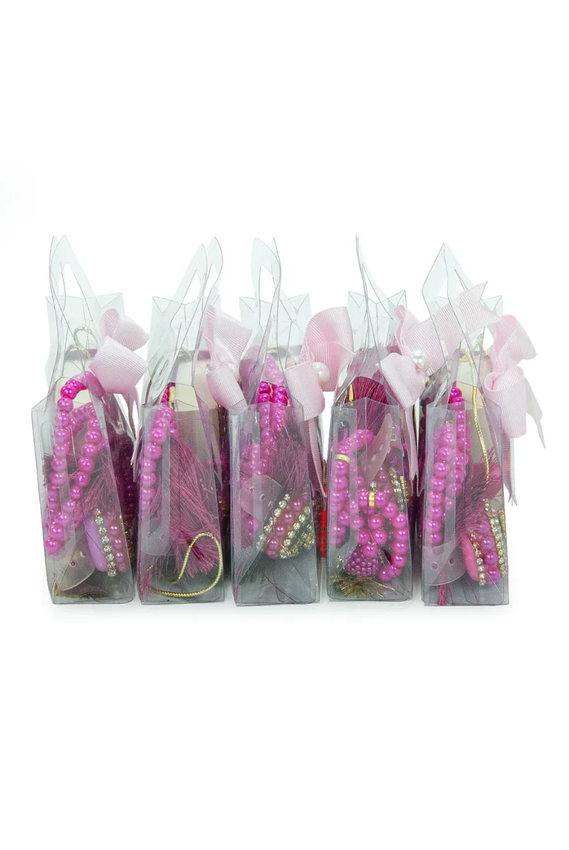 5 Adet Çantalı Mevlüt Hediyelik - Zikirmatik Tesbih Mini Kuranı Kerim Seti - Fuşya - 5