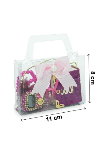 5 Adet Çantalı Mevlüt Hediyelik - Zikirmatik Tesbih Mini Kuranı Kerim Seti - Fuşya - 7