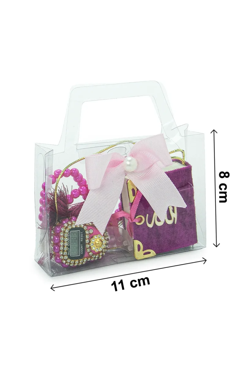 5 Adet Çantalı Mevlüt Hediyelik - Zikirmatik Tesbih Mini Kuranı Kerim Seti - Fuşya - 7