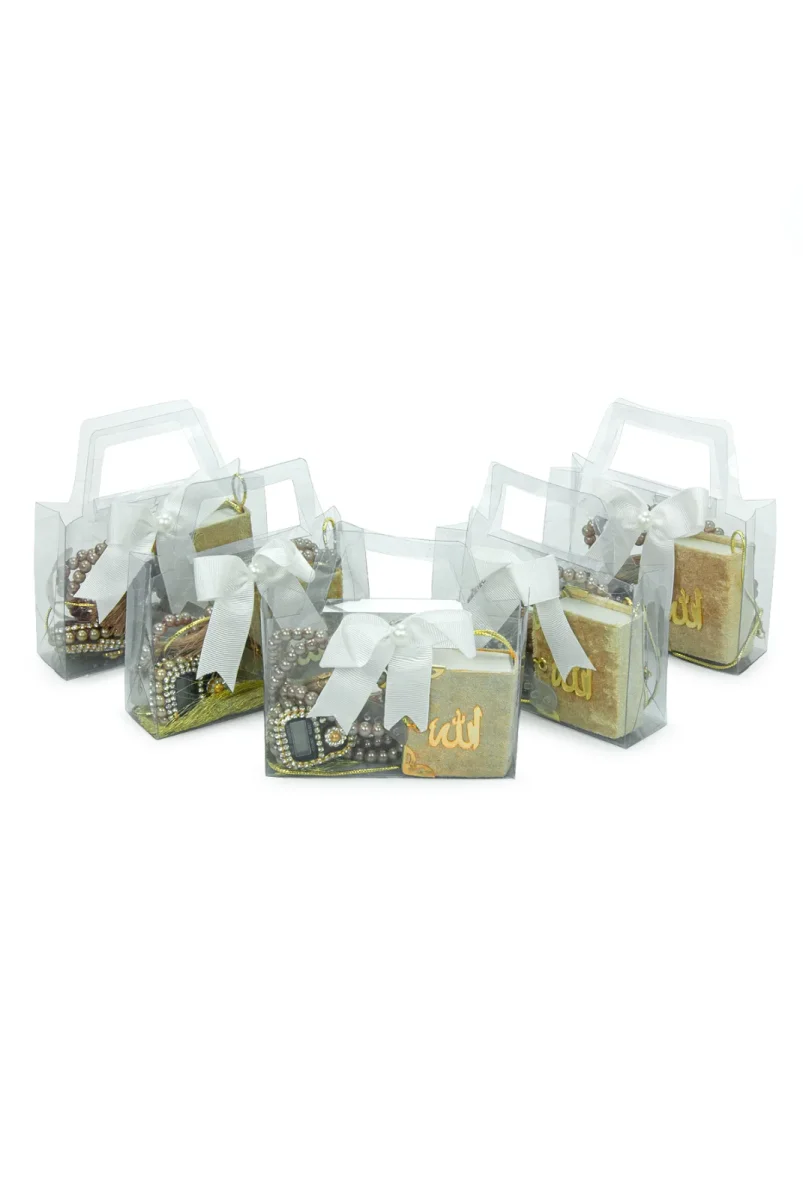 5 Adet Çantalı Mevlüt Hediyelik - Zikirmatik Tesbih Mini Kuranı Kerim Seti - Gold - 3