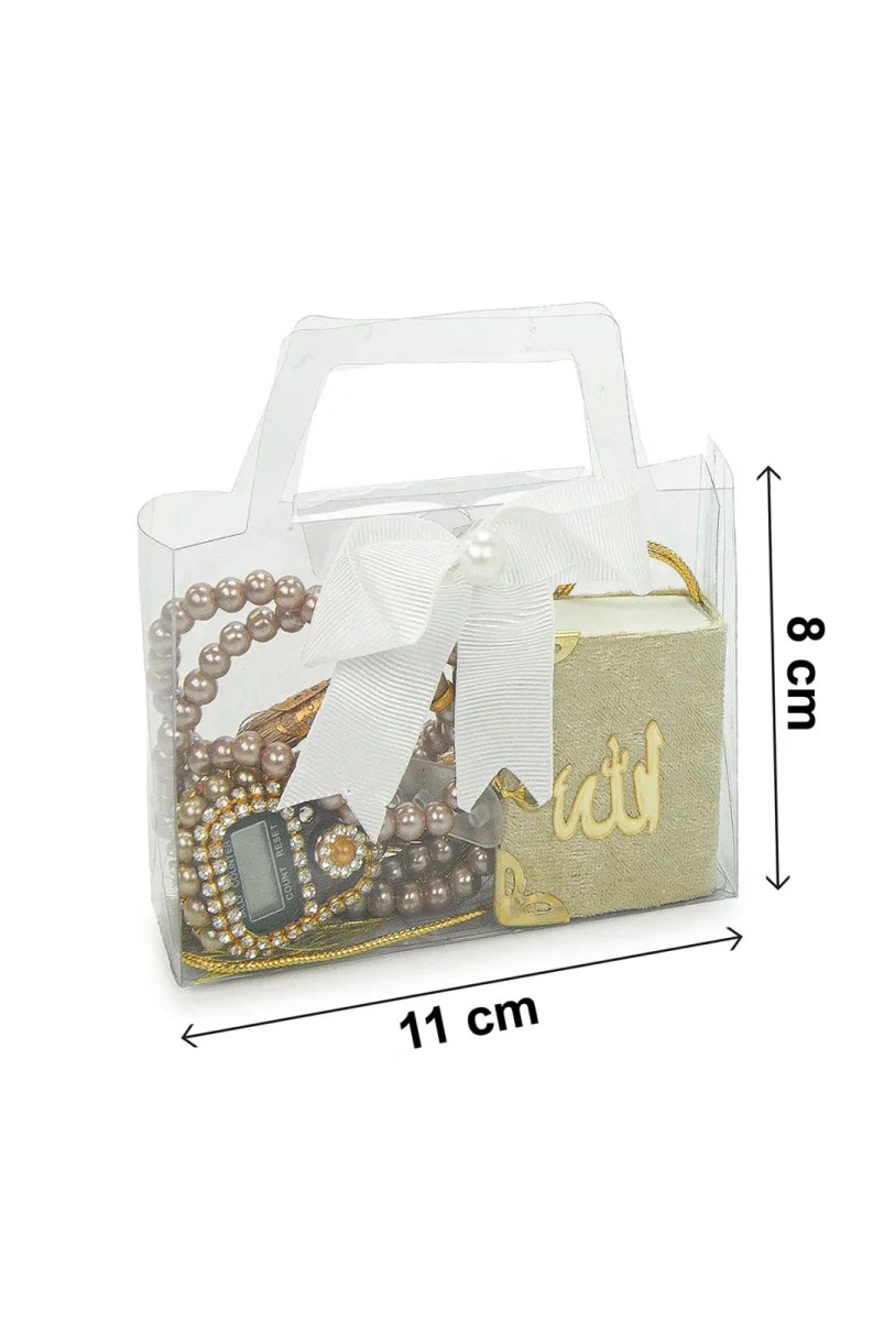 5 Adet Çantalı Mevlüt Hediyelik - Zikirmatik Tesbih Mini Kuranı Kerim Seti - Gold - 7