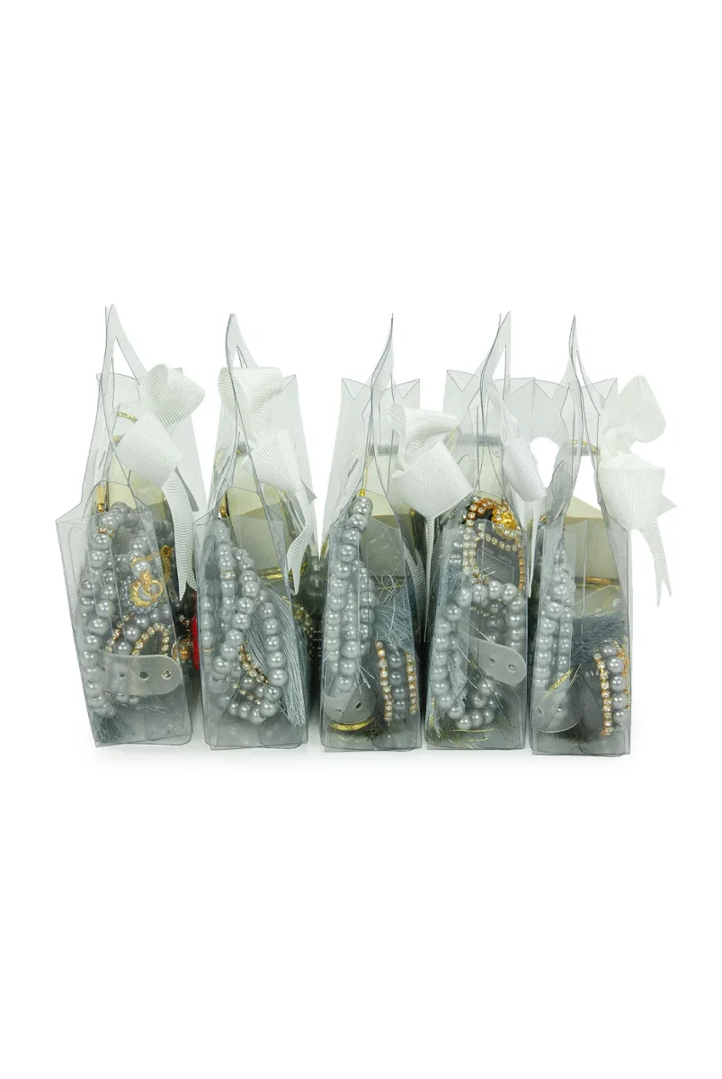 5 Adet Çantalı Mevlüt Hediyelik - Zikirmatik Tesbih Mini Kuranı Kerim Seti - Gri - 4