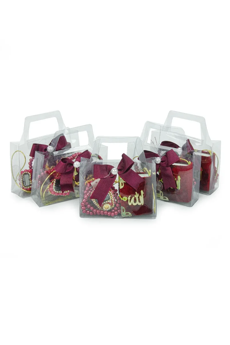 5 Adet Çantalı Mevlüt Hediyelik - Zikirmatik Tesbih Mini Kuranı Kerim Seti - Kırmızı - 3