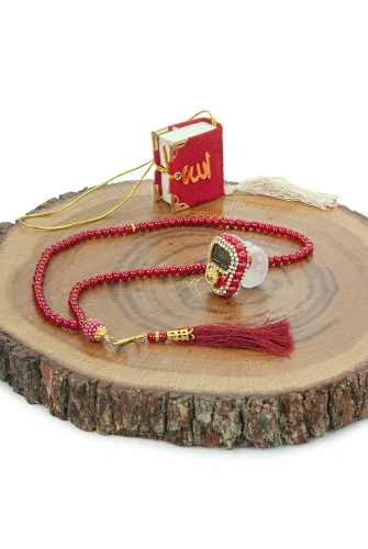 5 Adet Çantalı Mevlüt Hediyelik - Zikirmatik Tesbih Mini Kuranı Kerim Seti - Kırmızı - 6