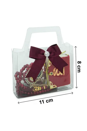 5 Adet Çantalı Mevlüt Hediyelik - Zikirmatik Tesbih Mini Kuranı Kerim Seti - Kırmızı - 7