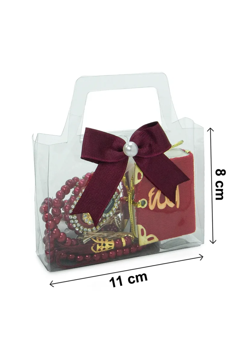 5 Adet Çantalı Mevlüt Hediyelik - Zikirmatik Tesbih Mini Kuranı Kerim Seti - Kırmızı - 7