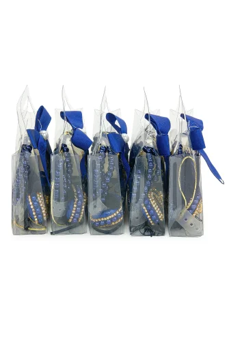 5 Adet Çantalı Mevlüt Hediyelik - Zikirmatik Tesbih Mini Kuranı Kerim Seti - Lacivert - 5