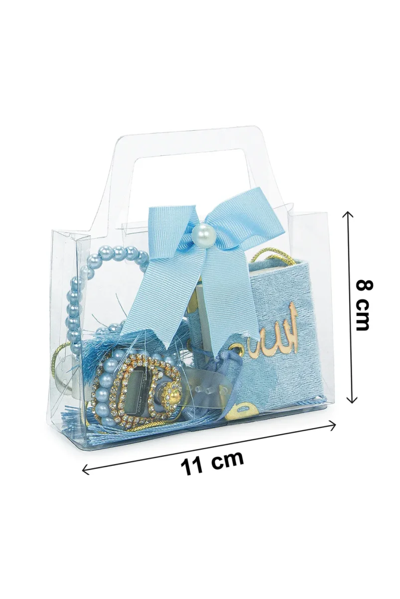 5 Adet Çantalı Mevlüt Hediyelik - Zikirmatik Tesbih Mini Kuranı Kerim Seti - Mavi - 7