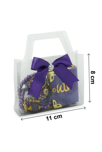 5 Adet Çantalı Mevlüt Hediyelik - Zikirmatik Tesbih Mini Kuranı Kerim Seti - Mor - 7