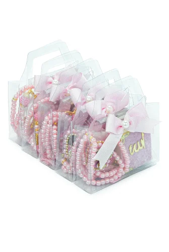 5 Adet Çantalı Mevlüt Hediyelik - Zikirmatik Tesbih Mini Kuranı Kerim Seti - Pembe - 3