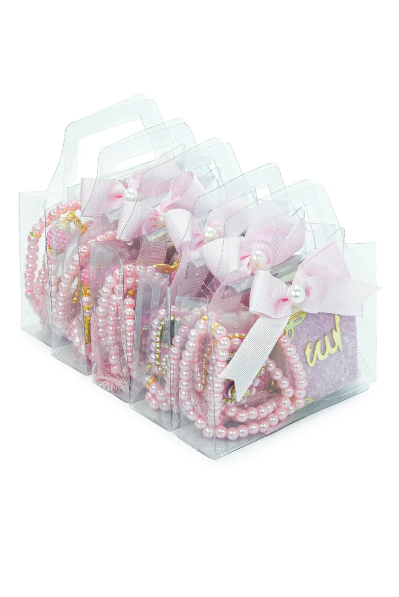 5 Adet Çantalı Mevlüt Hediyelik - Zikirmatik Tesbih Mini Kuranı Kerim Seti - Pembe - 3