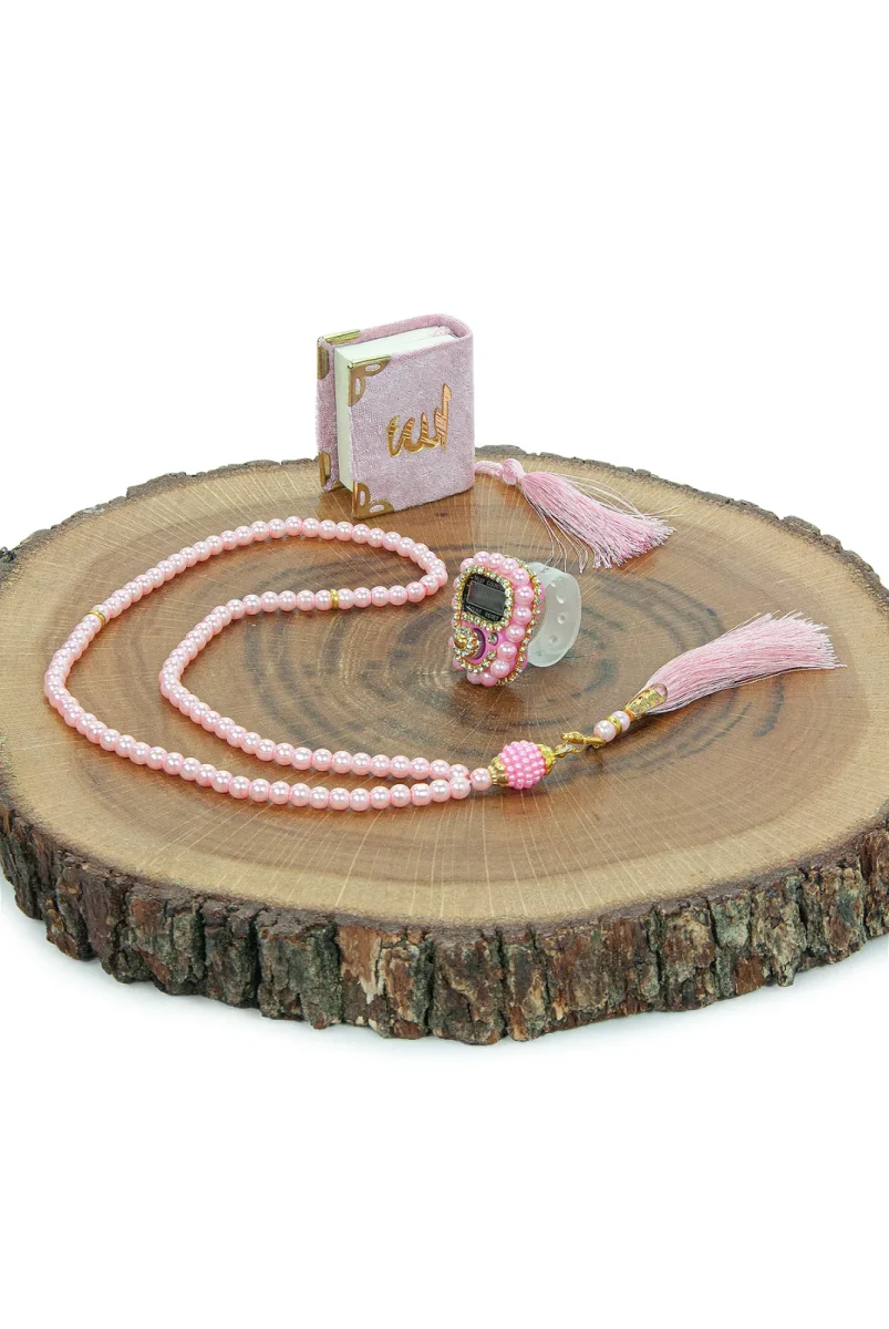 5 Adet Çantalı Mevlüt Hediyelik - Zikirmatik Tesbih Mini Kuranı Kerim Seti - Pembe - 6