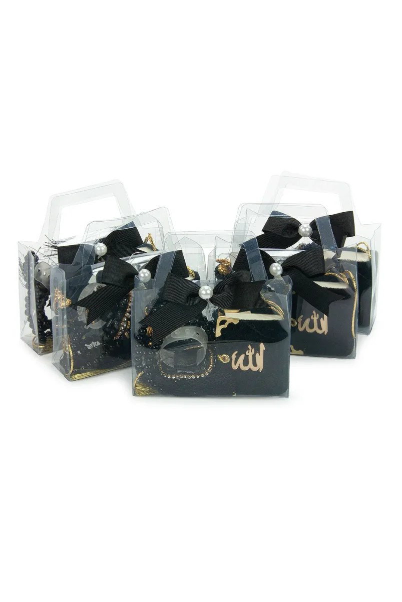 5 Adet Çantalı Mevlüt Hediyelik - Zikirmatik Tesbih Mini Kuranı Kerim Seti - Siyah - 2