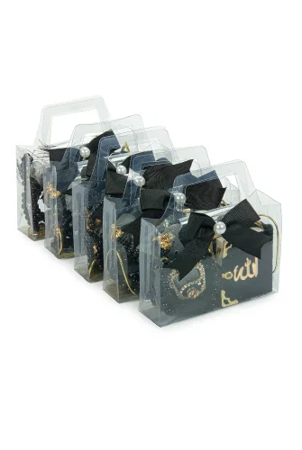 5 Adet Çantalı Mevlüt Hediyelik - Zikirmatik Tesbih Mini Kuranı Kerim Seti - Siyah - 4