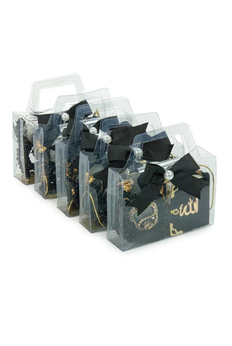 5 Adet Çantalı Mevlüt Hediyelik - Zikirmatik Tesbih Mini Kuranı Kerim Seti - Siyah - 4