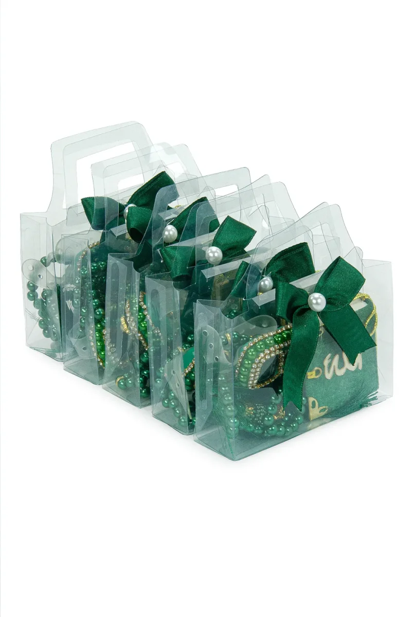 5 Adet Çantalı Mevlüt Hediyelik - Zikirmatik Tesbih Mini Kuranı Kerim Seti - Yeşil - 3