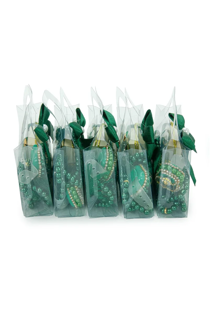 5 Adet Çantalı Mevlüt Hediyelik - Zikirmatik Tesbih Mini Kuranı Kerim Seti - Yeşil - 4