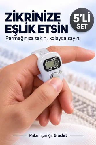 5 Adet Dijital Zikirmatik Sayaç Tesbih Beyaz - ihvanonline (1)
