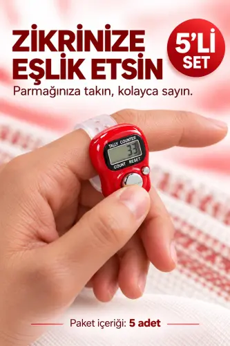 5 Adet Dijital Zikirmatik Sayaç Tesbih Kırmızı - ihvanonline (1)
