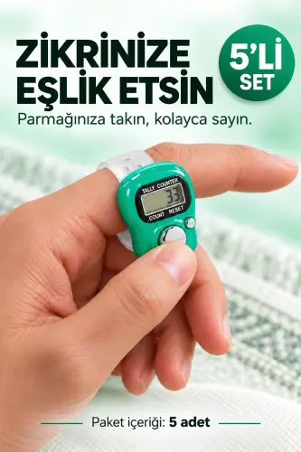 5 Adet Dijital Zikirmatik Sayaç Tesbih Yeşil - ihvanonline (1)