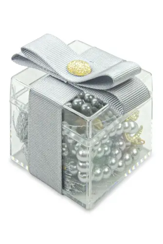 5 Adet Hediyelik Dekoratif Mika Kutulu 99 lu İnci Tesbih - Gri - ihvanonline (1)