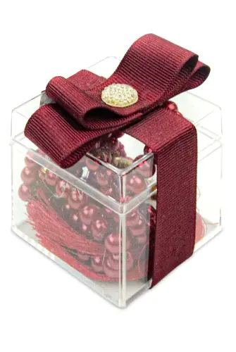 5 Adet Hediyelik Dekoratif Mika Kutulu 99 lu İnci Tesbih -Kırmızı - ihvanonline (1)