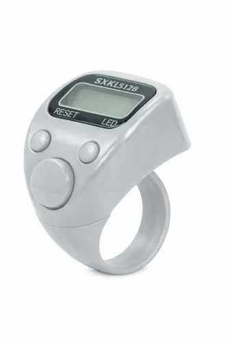 5 Adet Işıklı Parmak Zikirmatik Yüzük - LED Aydınlatmalı Dijital Sayaç 5li Ekonomik Set - Gri - 4
