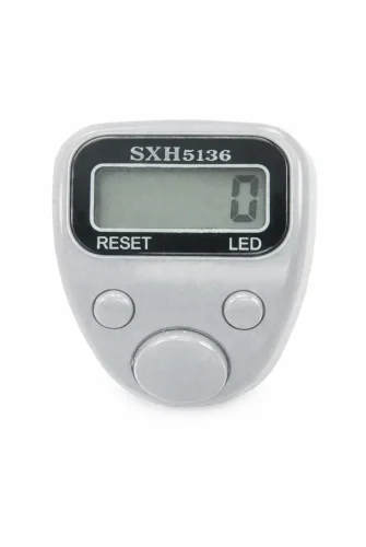 5 Adet Işıklı Parmak Zikirmatik Yüzük - LED Aydınlatmalı Dijital Sayaç 5li Ekonomik Set - Gri - 7