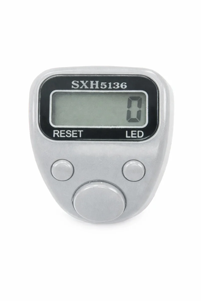 5 Adet Işıklı Parmak Zikirmatik Yüzük - LED Aydınlatmalı Dijital Sayaç 5li Ekonomik Set - Gri - 7