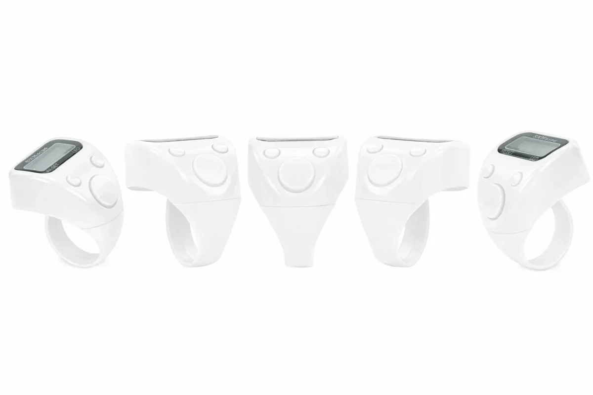 5 Adet Işıklı Parmak Zikirmatik Yüzük - LED Aydınlatmalı Dijital Sayaç 5li Ekonomik Set - Beyaz - 4