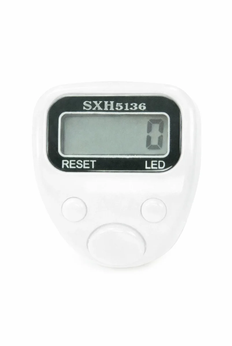 5 Adet Işıklı Parmak Zikirmatik Yüzük - LED Aydınlatmalı Dijital Sayaç 5li Ekonomik Set - Beyaz - 10