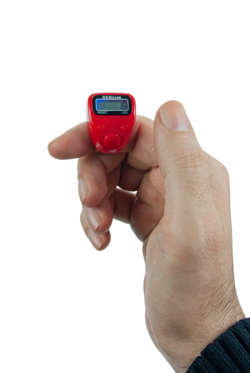 5 Adet Işıklı Parmak Zikirmatik Yüzük - LED Aydınlatmalı Dijital Sayaç 5li Ekonomik Set - Kırmızı - 2