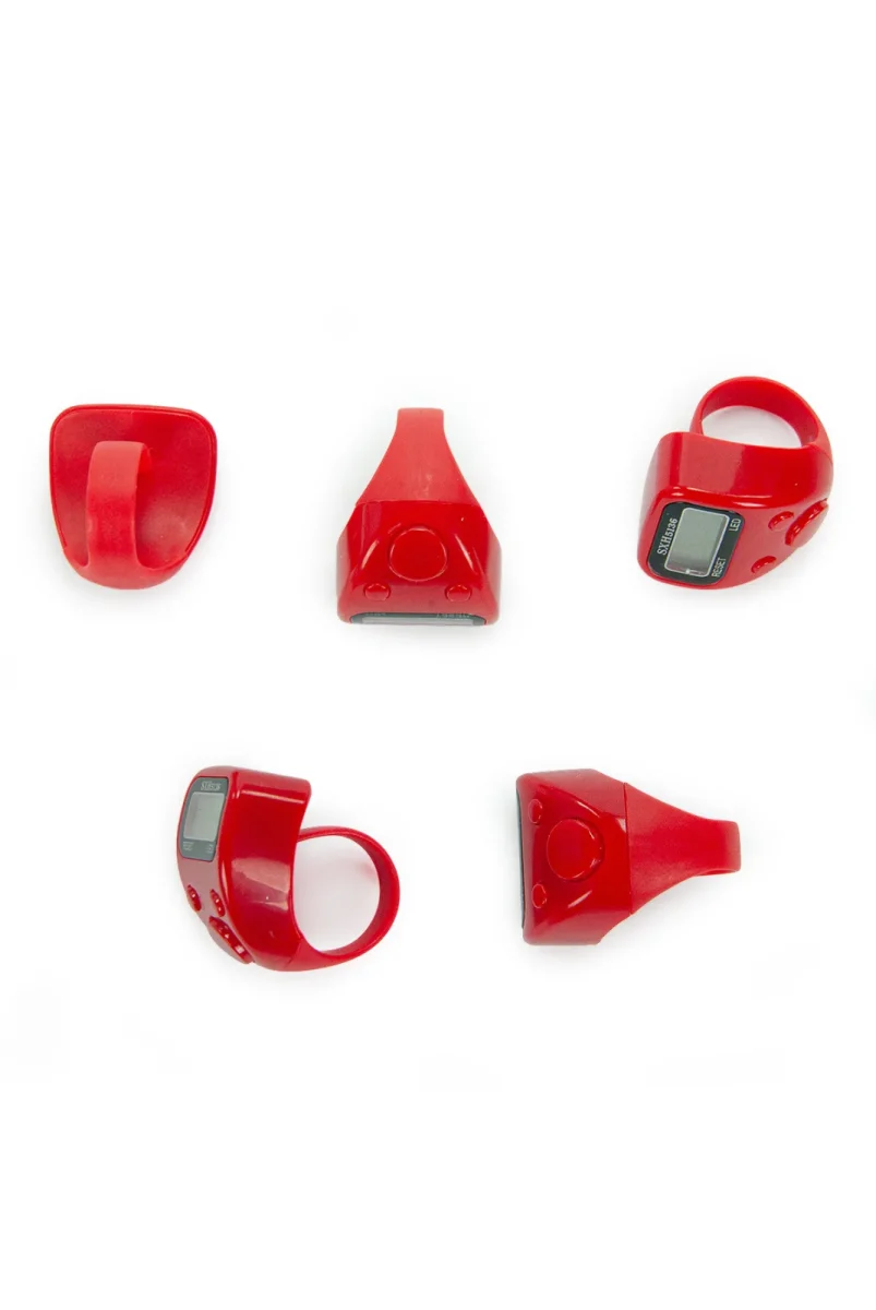 5 Adet Işıklı Parmak Zikirmatik Yüzük - LED Aydınlatmalı Dijital Sayaç 5li Ekonomik Set - Kırmızı - 3
