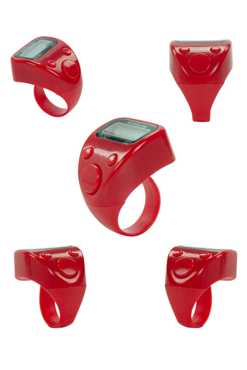5 Adet Işıklı Parmak Zikirmatik Yüzük - LED Aydınlatmalı Dijital Sayaç 5li Ekonomik Set - Kırmızı - 4