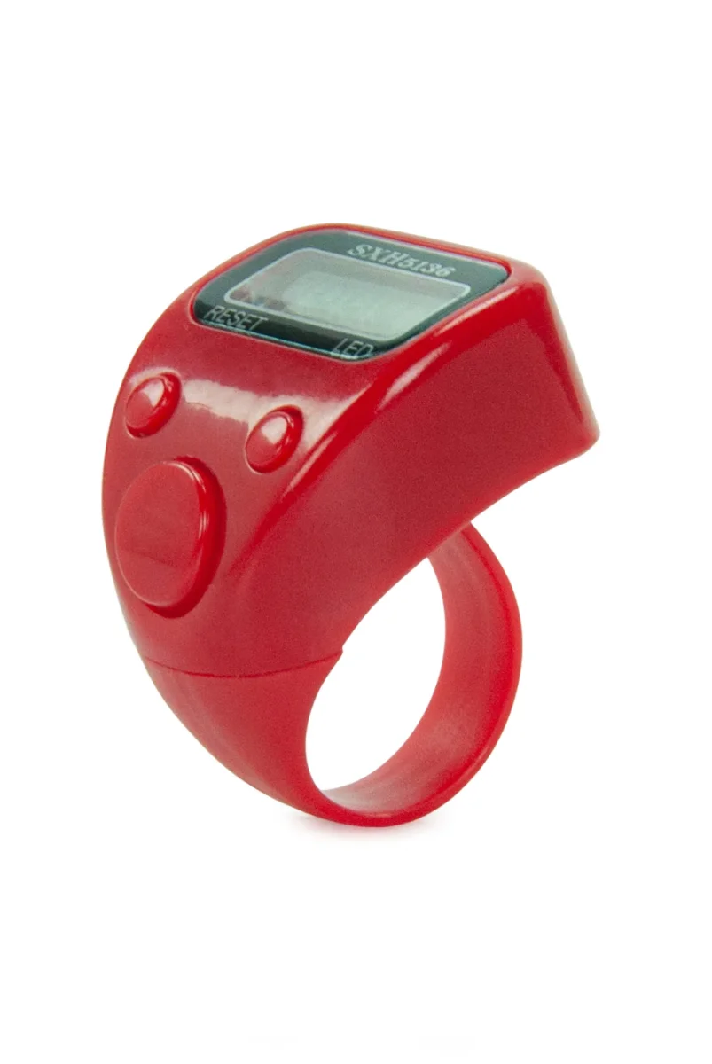 5 Adet Işıklı Parmak Zikirmatik Yüzük - LED Aydınlatmalı Dijital Sayaç 5li Ekonomik Set - Kırmızı - 8