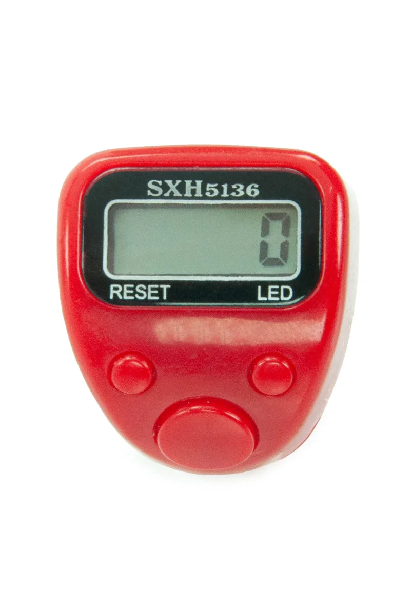 5 Adet Işıklı Parmak Zikirmatik Yüzük - LED Aydınlatmalı Dijital Sayaç 5li Ekonomik Set - Kırmızı - 9