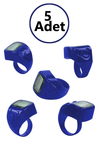5 Adet Işıklı Parmak Zikirmatik Yüzük - LED Aydınlatmalı Dijital Sayaç 5li Ekonomik Set - Lacivet 