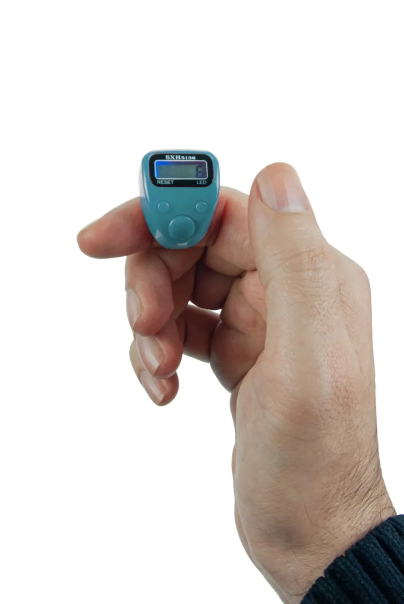 5 Adet Işıklı Parmak Zikirmatik Yüzük - LED Aydınlatmalı Dijital Sayaç 5li Ekonomik Set - Mavi - 2