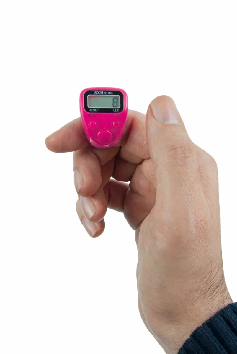 5 Adet Işıklı Parmak Zikirmatik Yüzük - LED Aydınlatmalı Dijital Sayaç 5li Ekonomik Set - Pembe - 2