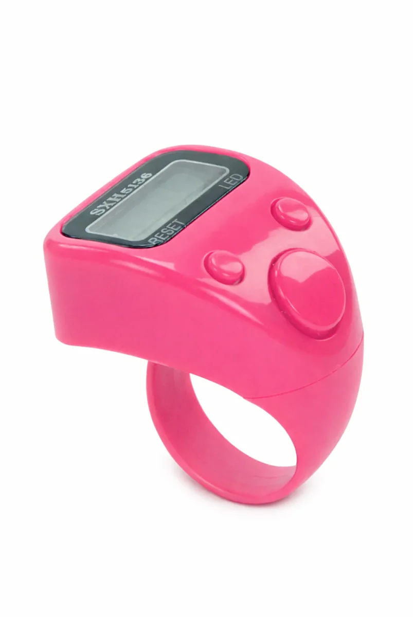 5 Adet Işıklı Parmak Zikirmatik Yüzük - LED Aydınlatmalı Dijital Sayaç 5li Ekonomik Set - Pembe - 3