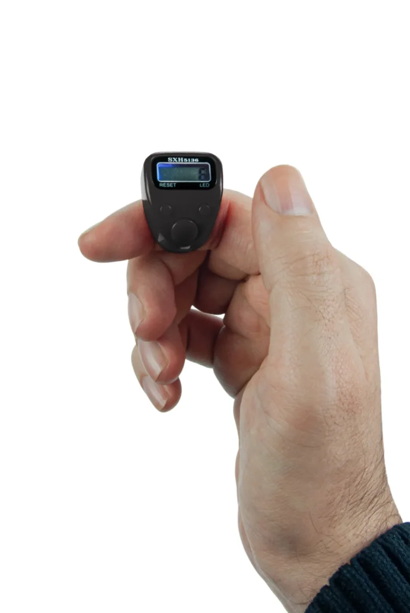 5 Adet Işıklı Parmak Zikirmatik Yüzük - LED Aydınlatmalı Dijital Sayaç 5li Ekonomik Set - Siyah - 2