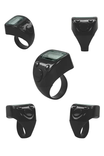 5 Adet Işıklı Parmak Zikirmatik Yüzük - LED Aydınlatmalı Dijital Sayaç 5li Ekonomik Set - Siyah - 4